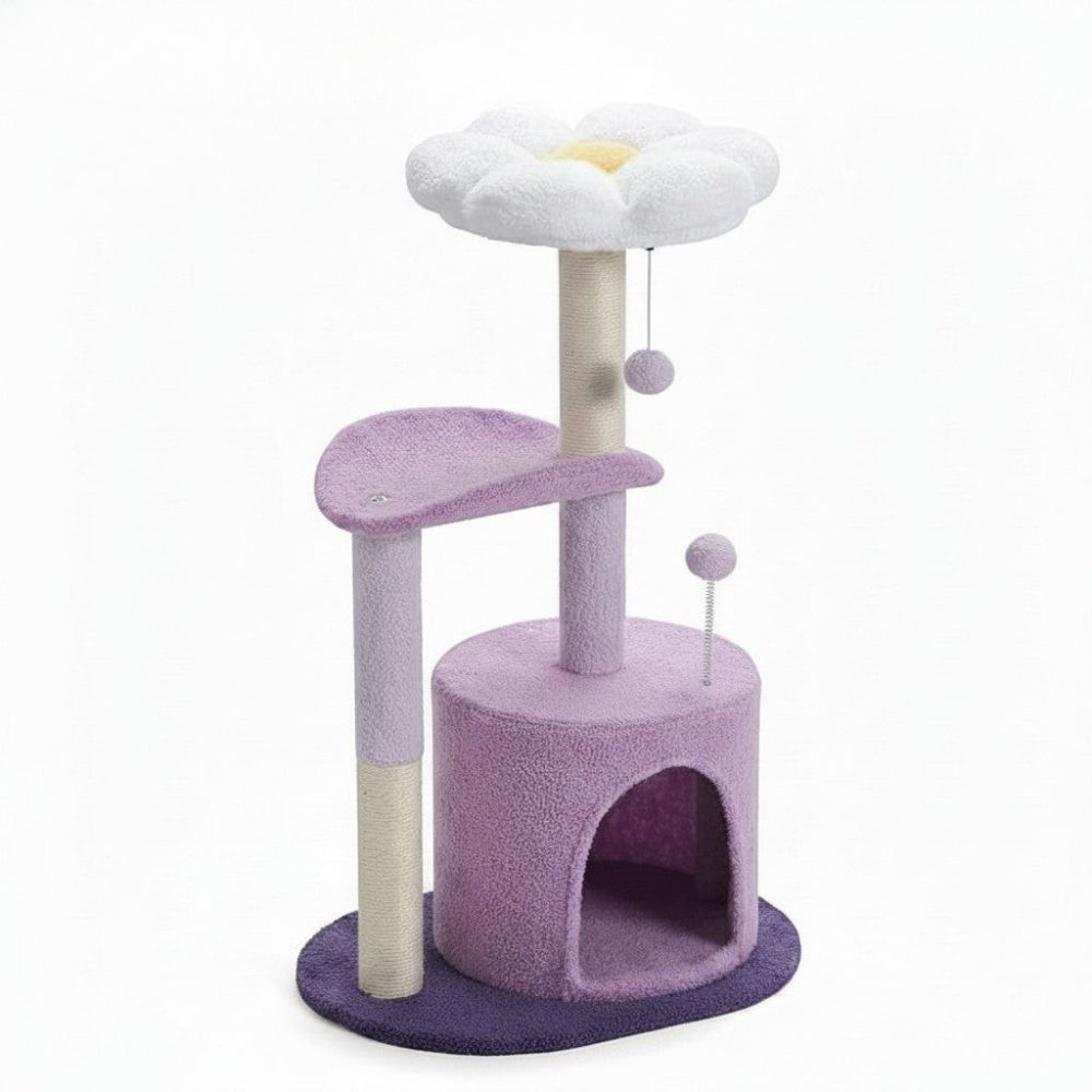 Arbre à Chat Fleur Design Rose et Violet