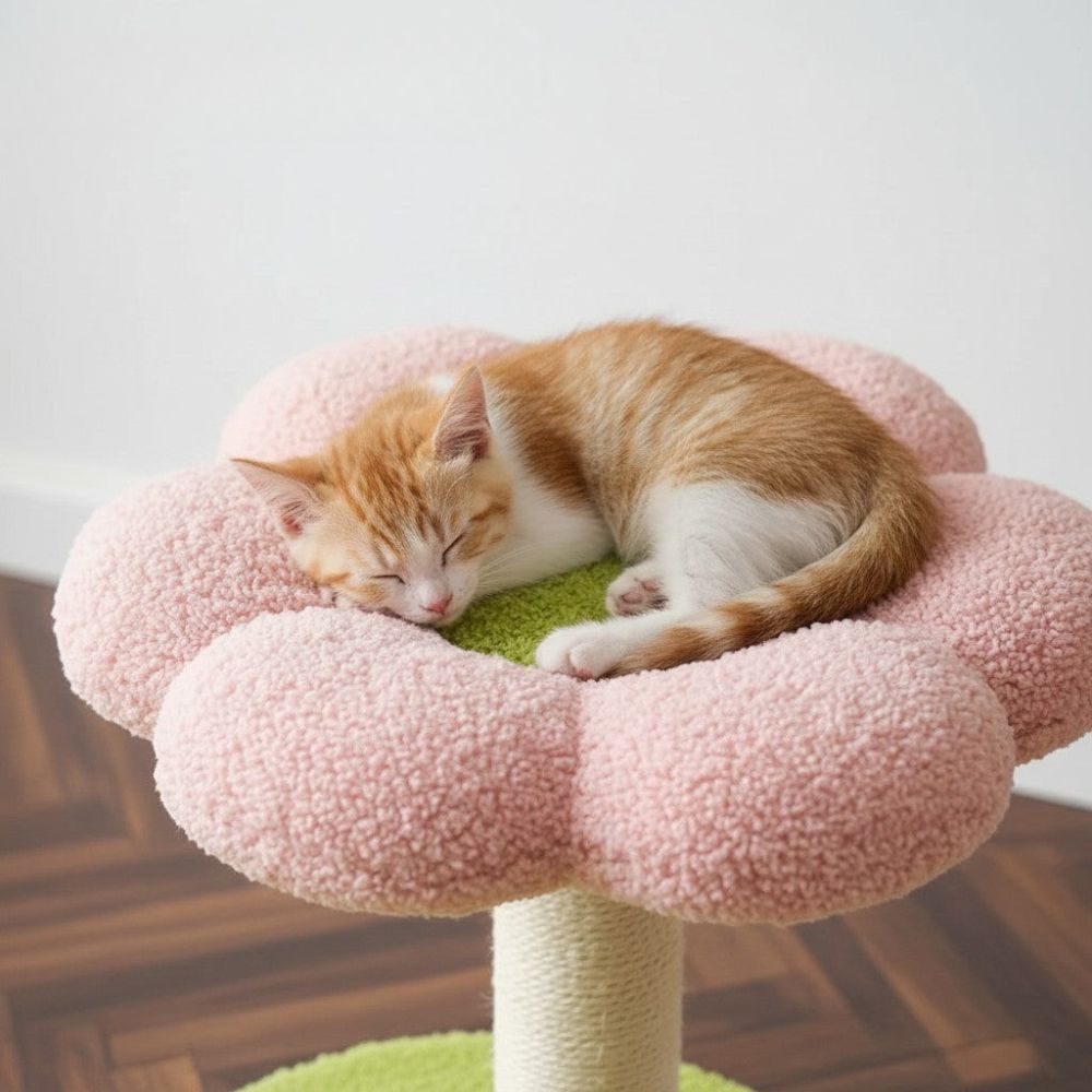Arbre à Chat Fleur Violet et Rose Compact 84cm