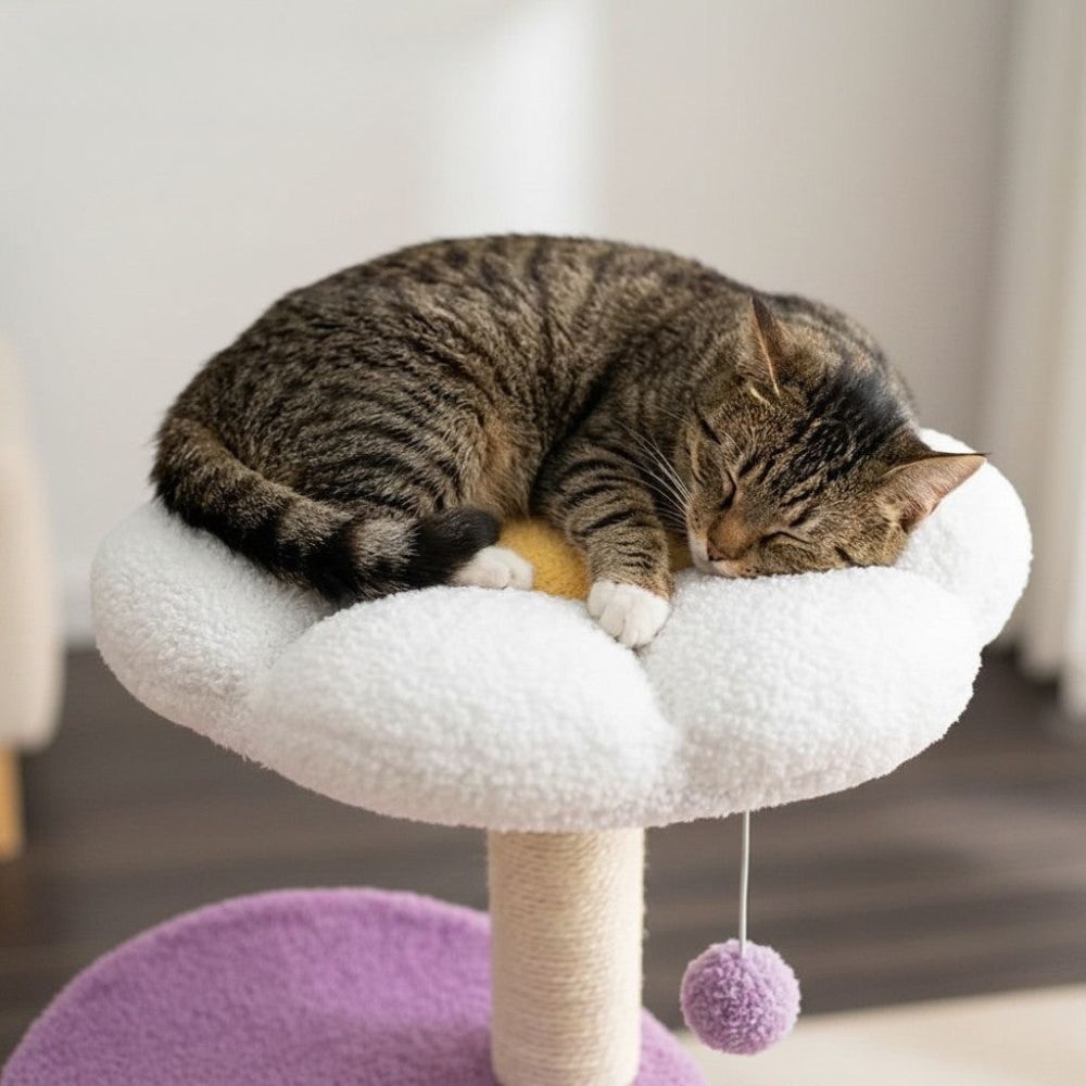Arbre à Chat Fleur Violet et Rose Compact 84cm