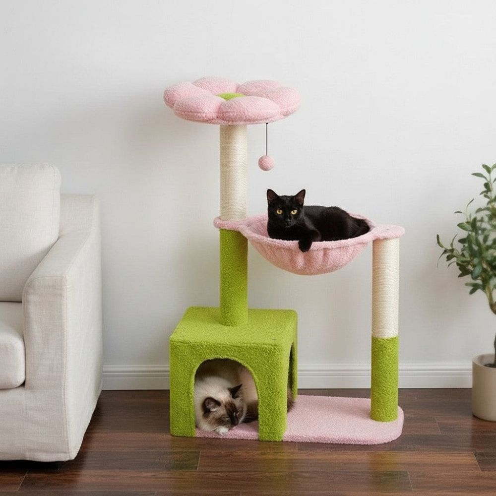 Arbre à Chat Fleurs Compact pour Petit Intérieur 92cm