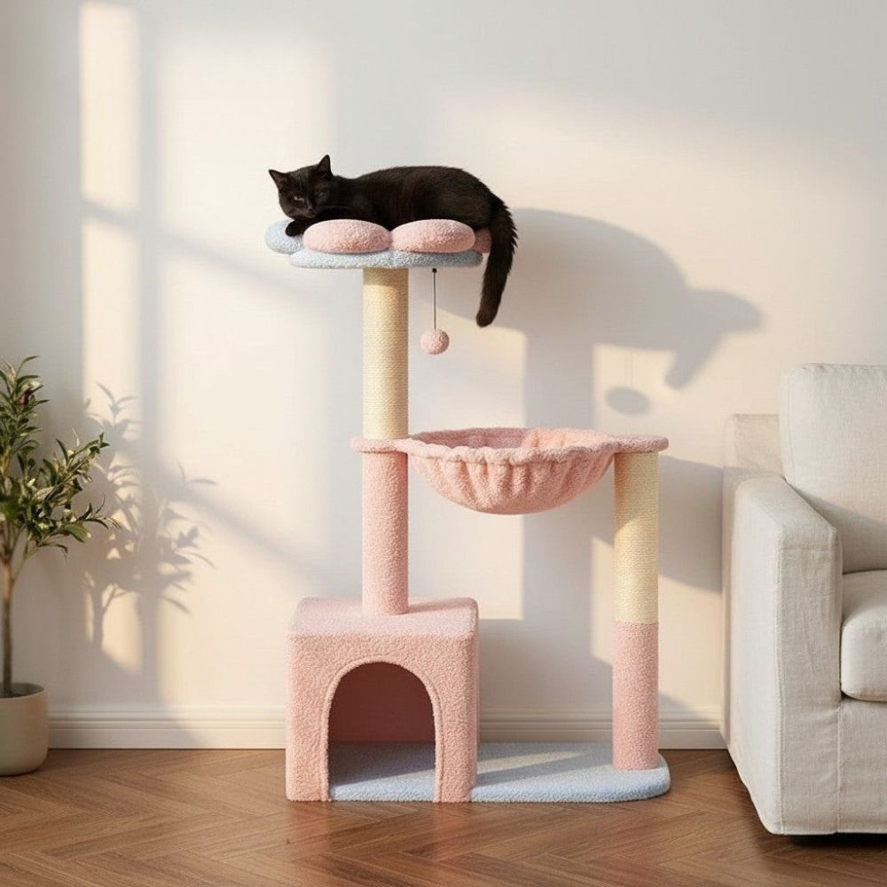 Arbre à Chat Fleurs Compact pour Petit Intérieur 92cm
