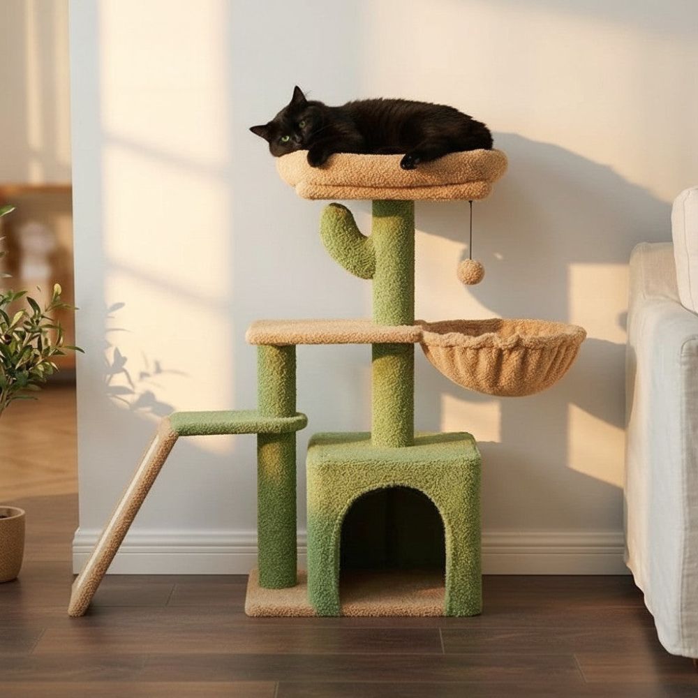 Arbre à Chat Forme Cactus Compact et Original 80cm