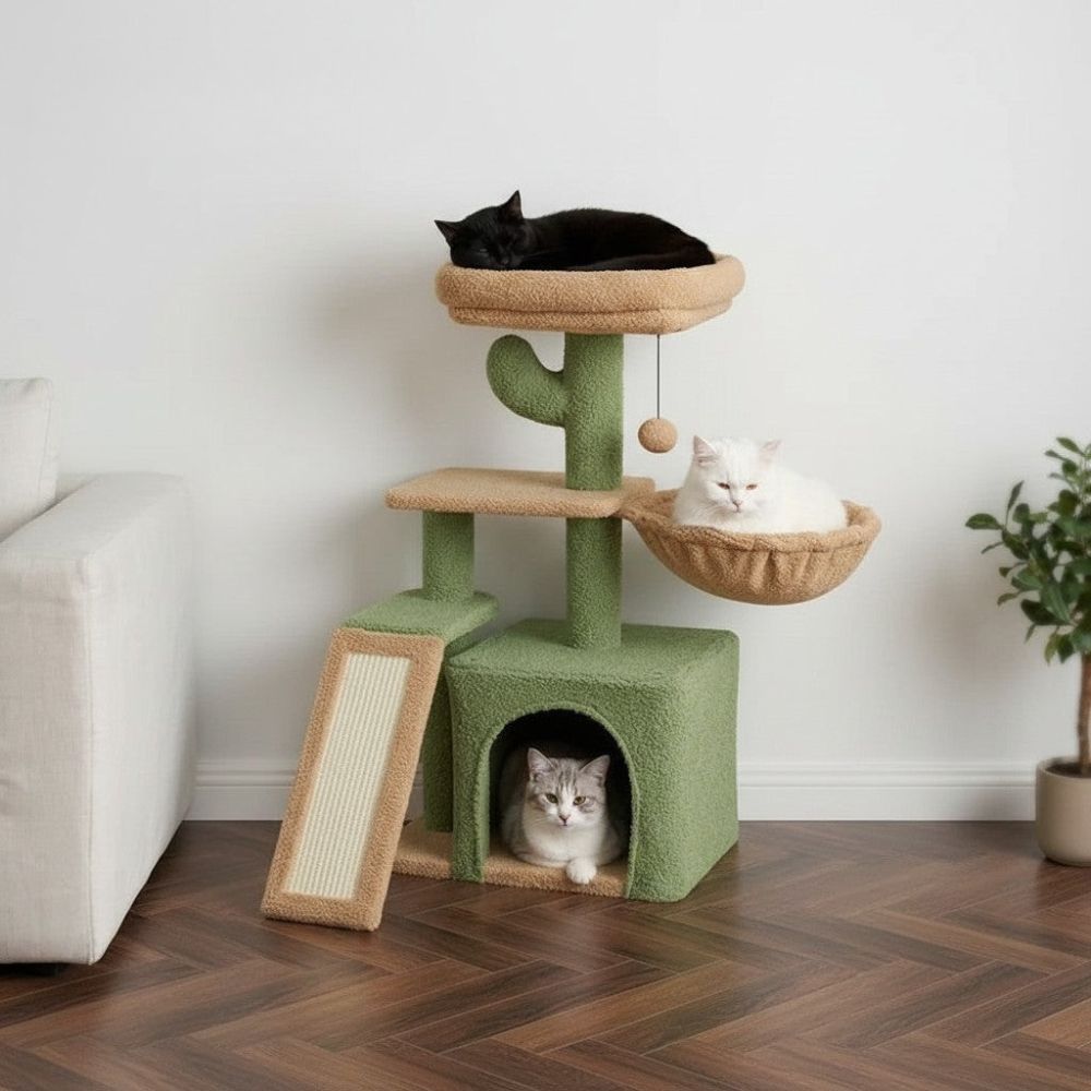 Arbre à Chat Forme Cactus Compact et Original 80cm