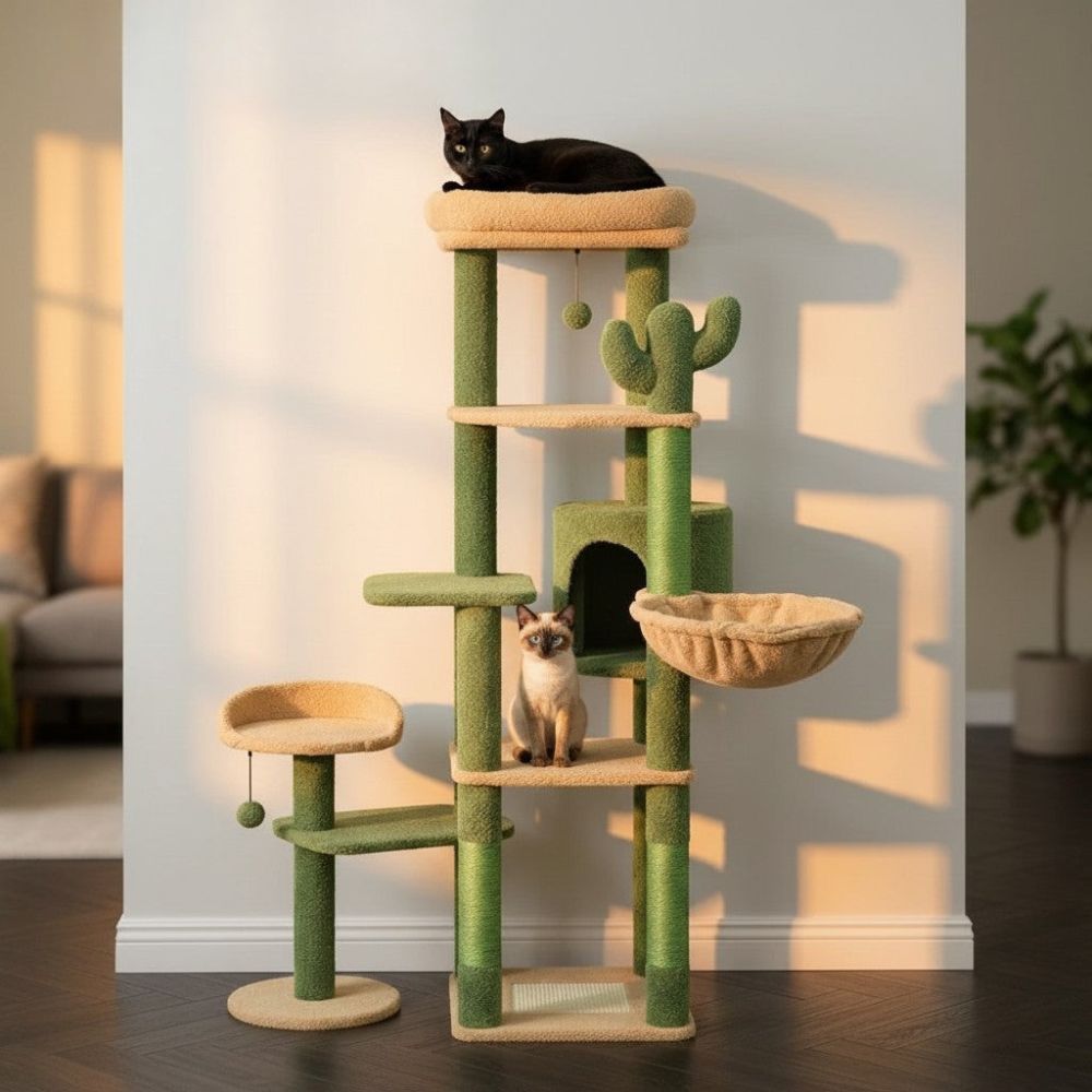 Arbre à Chat Forme de Fleur Pétales Grande Hauteur 175cm