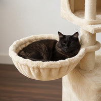 Arbre à Chat Maine Coon Beige Poteaux Renforcés 160cm