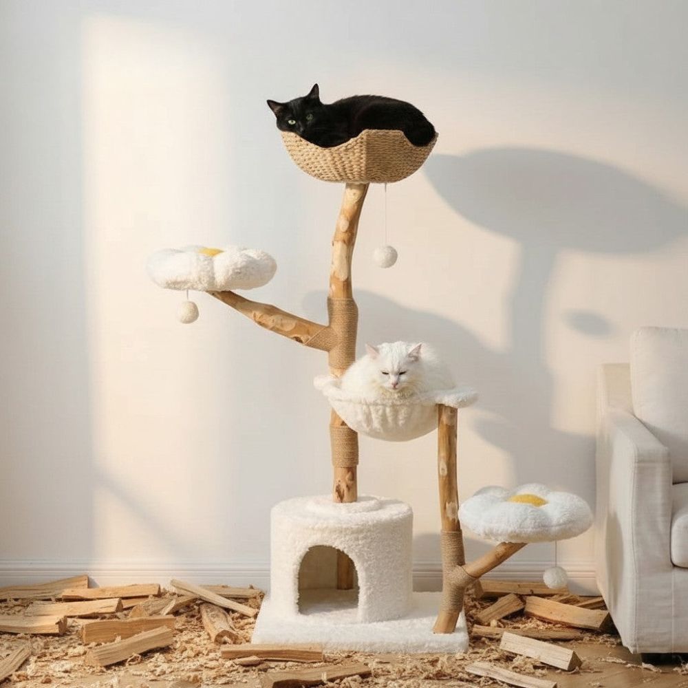 Arbre à Chat Maine Coon Bois Flotté Authentique 150cm