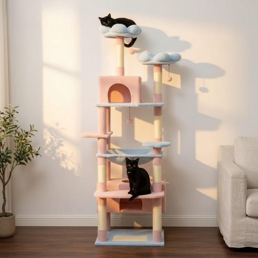 Arbre à Chat Maine Coon Gris Foncé Structure Imposante 205cm
