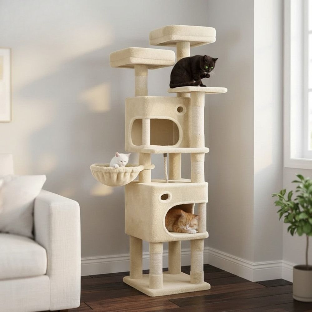 Arbre à Chat Maine Coon XXL Poteaux Renforcés 160cm