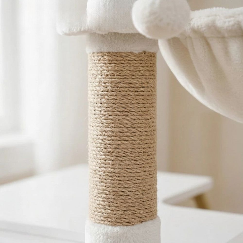 Arbre à Chat Moderne en Bois Massif Base Large 120cm
