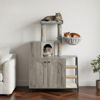 Arbre à Chat Moderne en Bois Massif Base Large 120cm