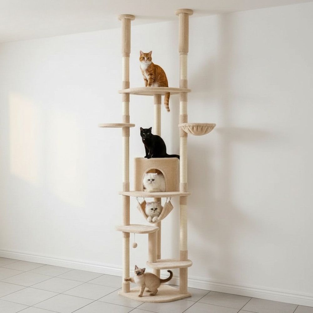 Arbre à Chat Plancher au Plafond Multi-Teintes 258cm