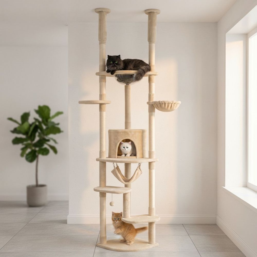 Arbre à Chat Plancher au Plafond Multi-Teintes 258cm