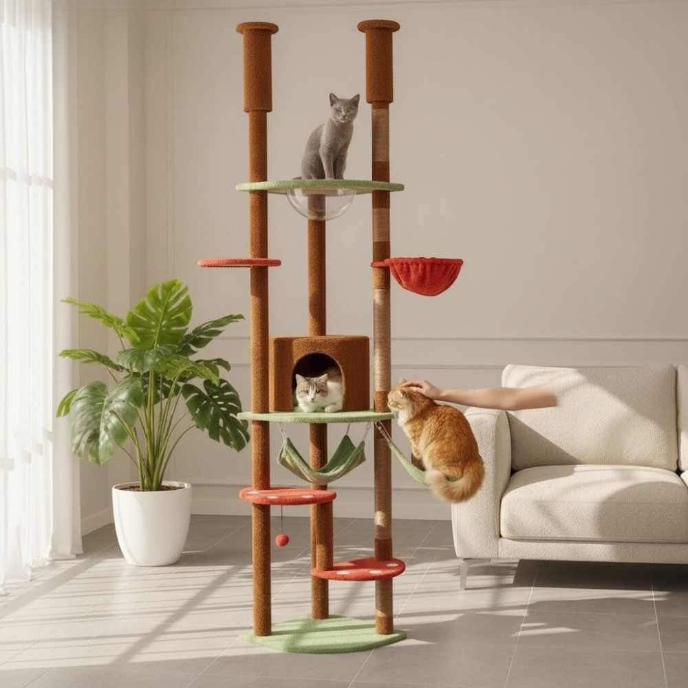Arbre à Chat Plancher au Plafond Multi-Teintes 258cm