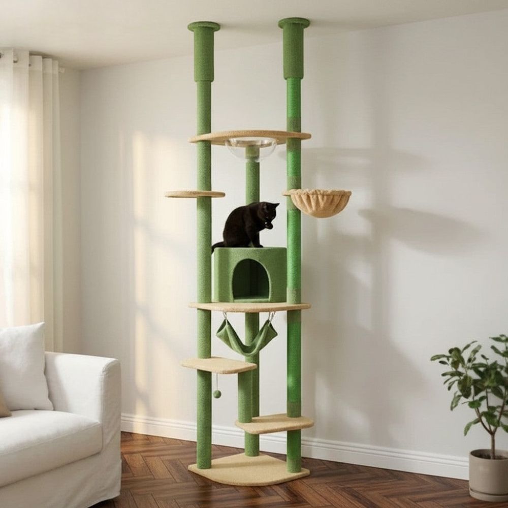 Arbre à Chat Sol-Plafond Beige Discret 258cm