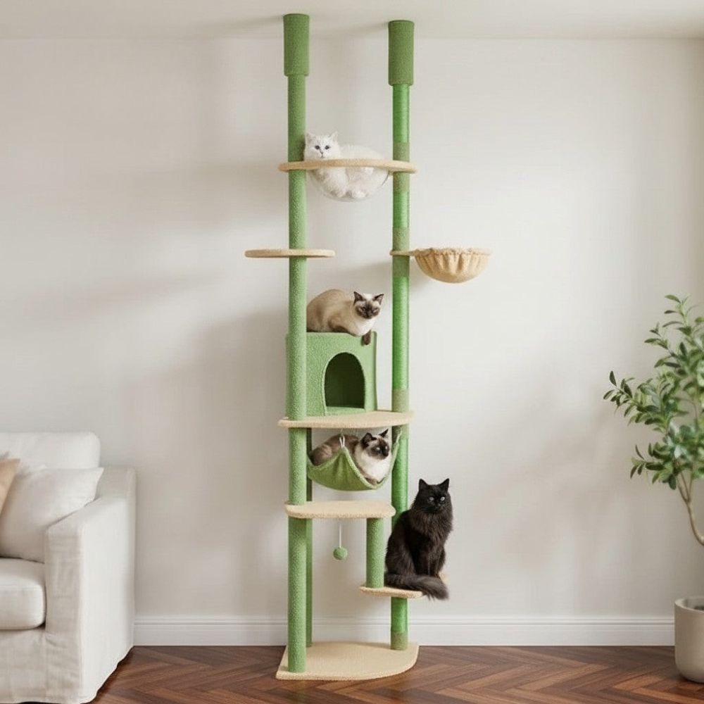 Arbre à Chat Sol-Plafond Beige Discret 258cm