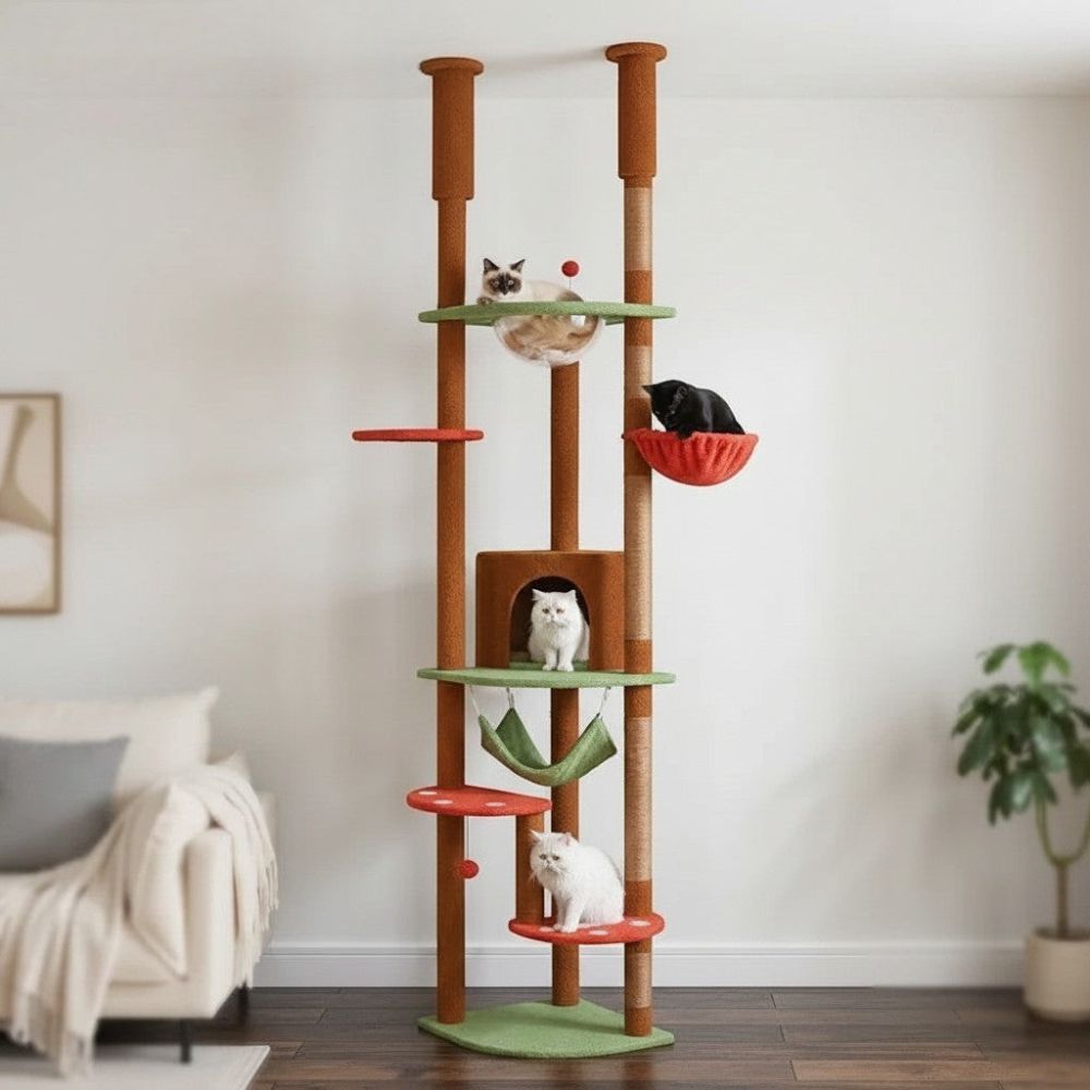 Arbre à Chat Sol-Plafond Beige Discret 258cm
