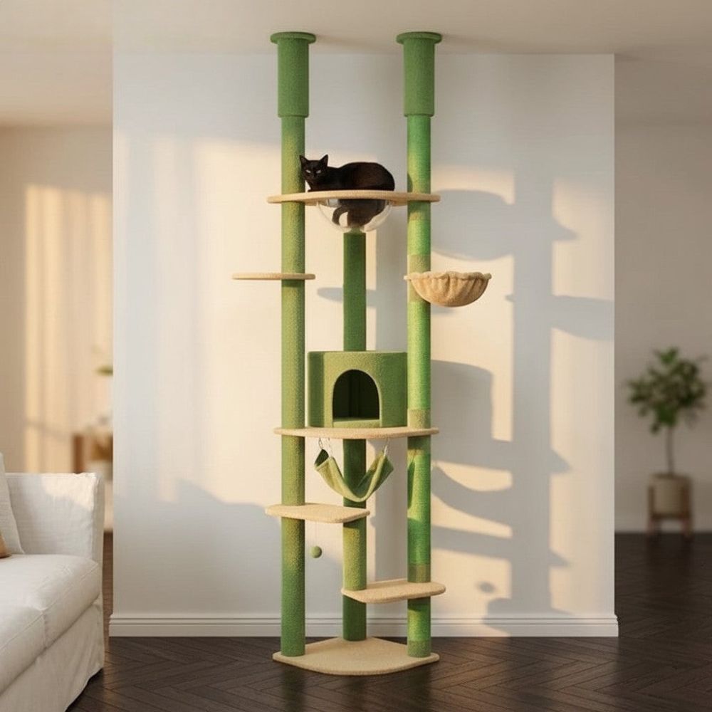 Arbre à Chat Sol-Plafond Beige Discret 258cm