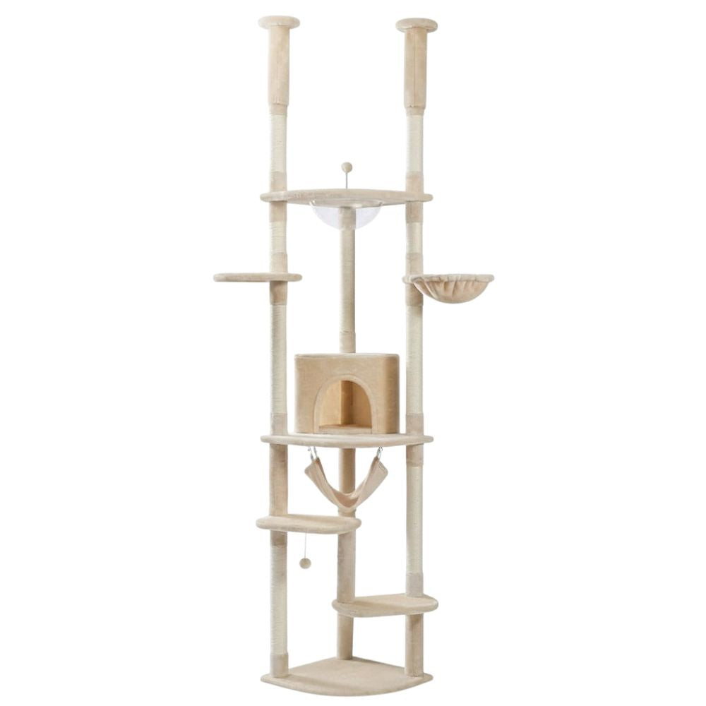 Arbre à Chat Sol-Plafond Beige Discret 258cm