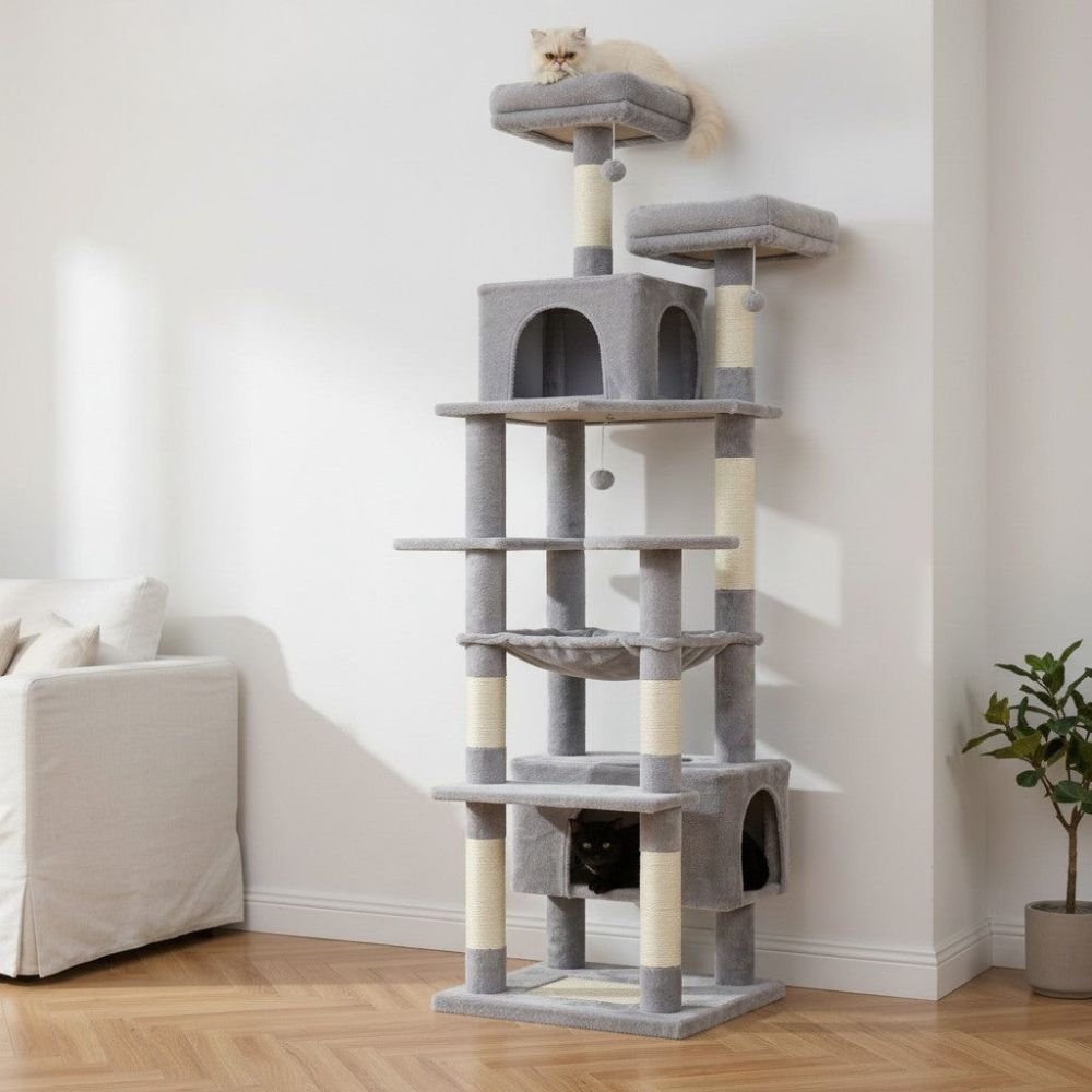 Arbre à Chat Très Haut Beige Structure Élevée 205cm