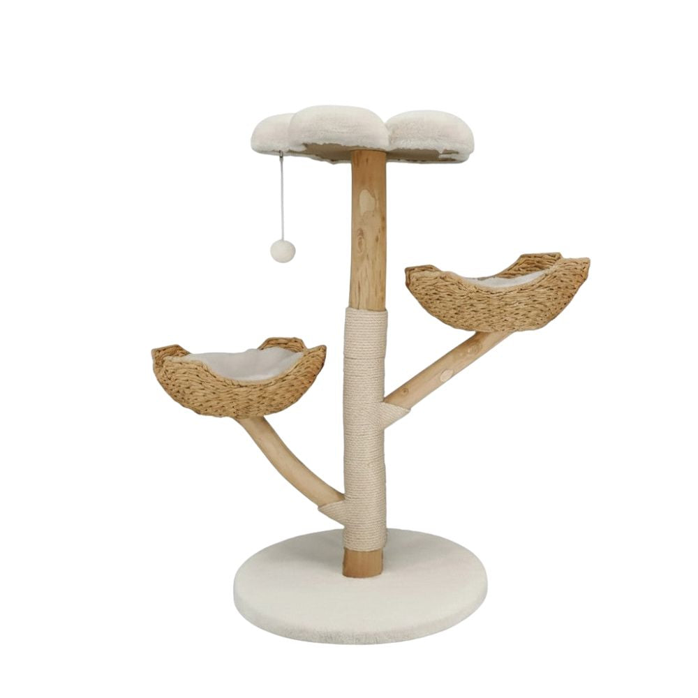 Arbre à Chat Tronc en Bois Flotté Naturel Brut 110cm