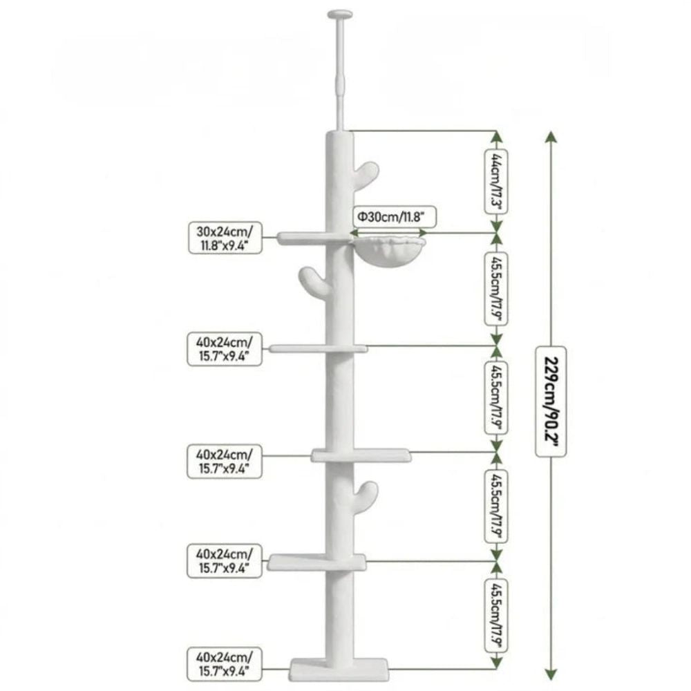 Arbre à Chat Vert Fixation Plafond 275cm