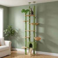 Arbre à Chat Vert Sol au Plafond Réglable 252cm