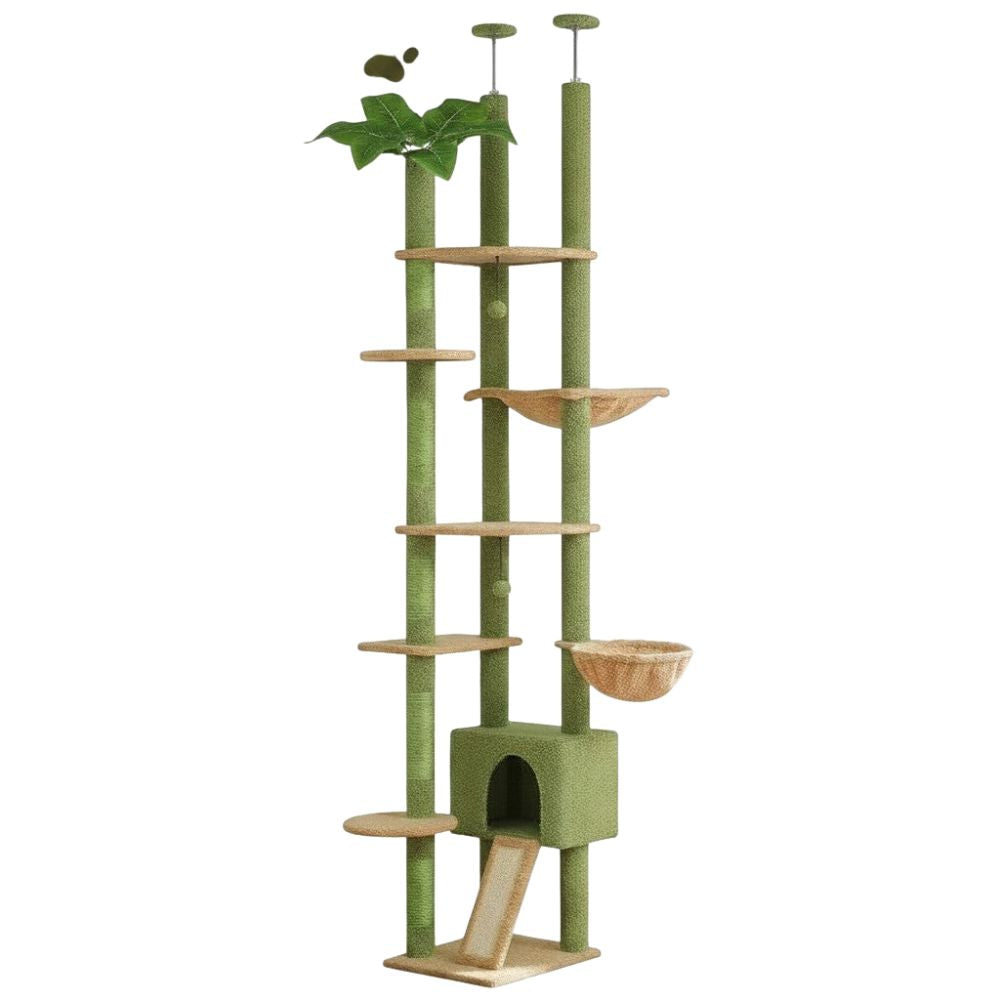 Arbre à Chat Vert Sol au Plafond Réglable 252cm