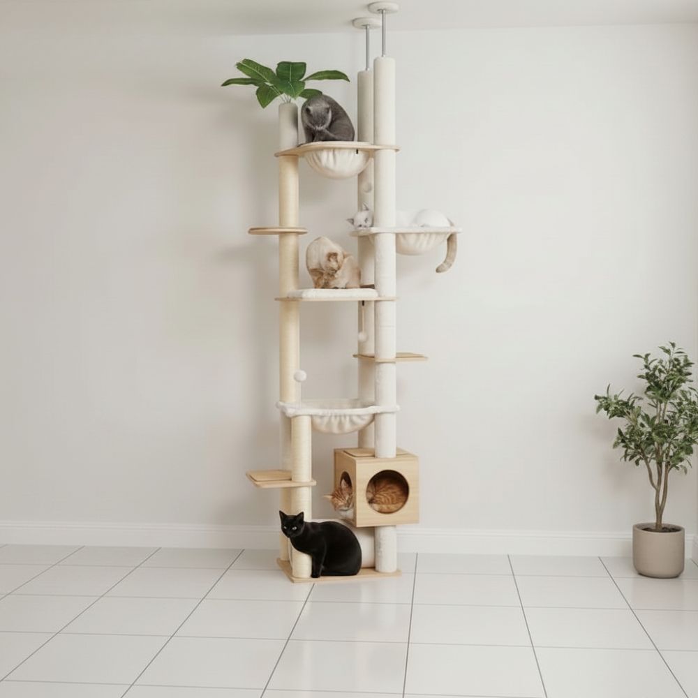 Arbre à Chat XXL Beige Grande Hauteur 230cm