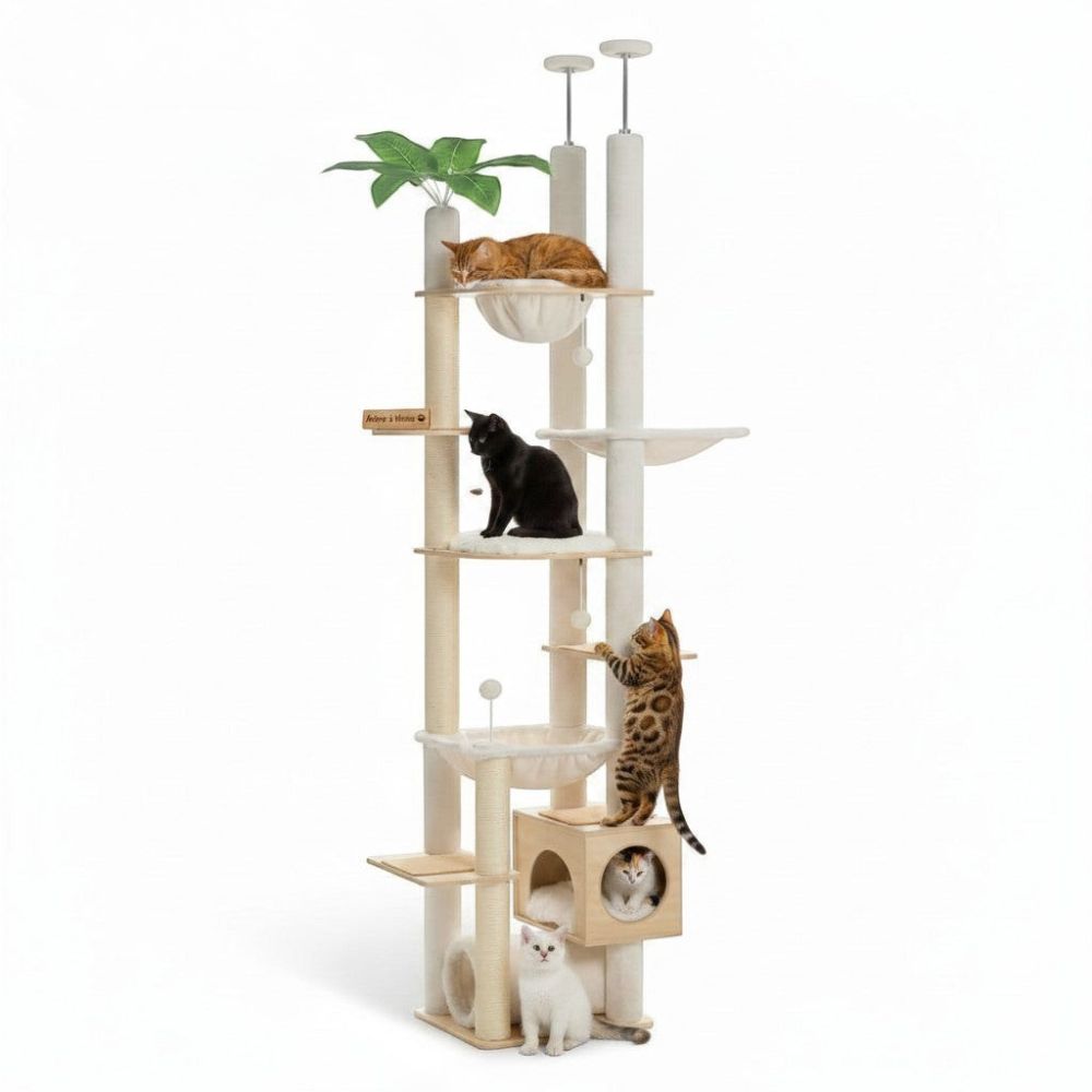Arbre à Chat XXL Beige Grande Hauteur 230cm