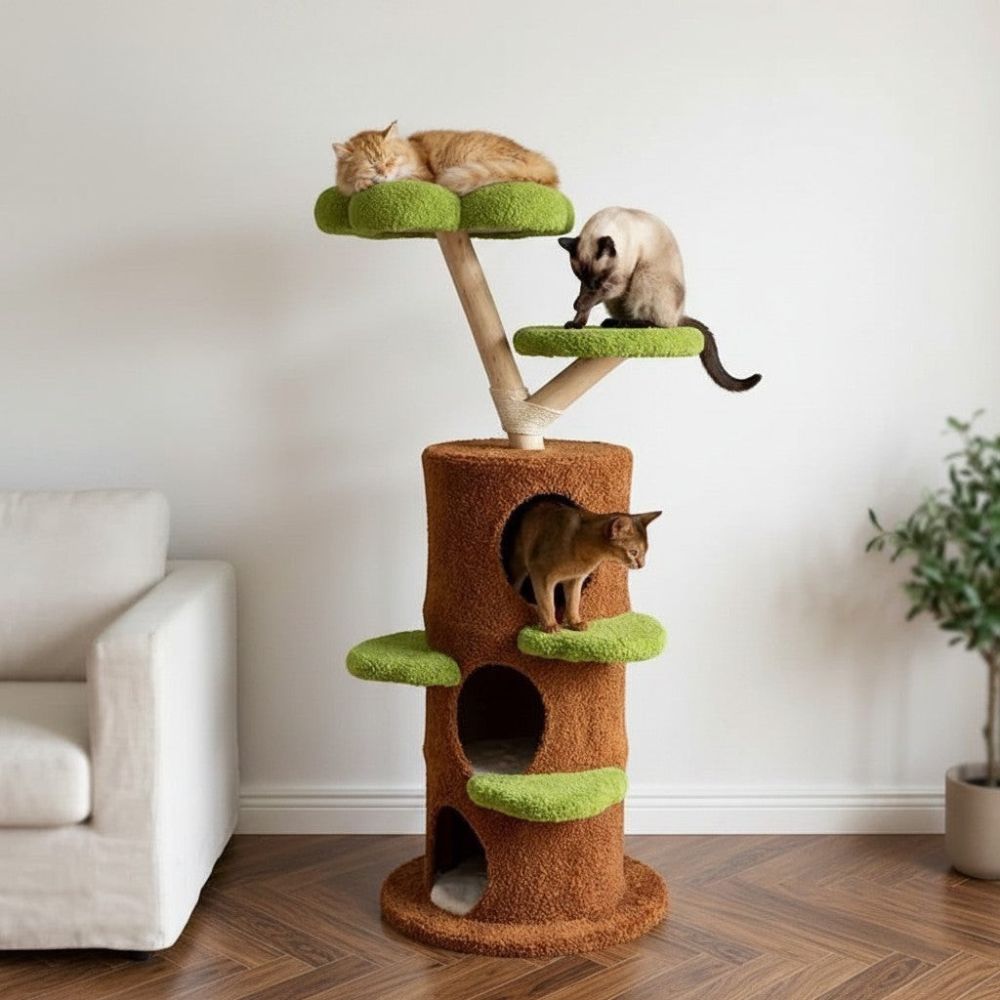 Arbre à Chat XXL Bois Flotté Base Carrée 150cm
