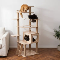 Arbre à Chat XXL en Bois Naturel Authentique 170cm