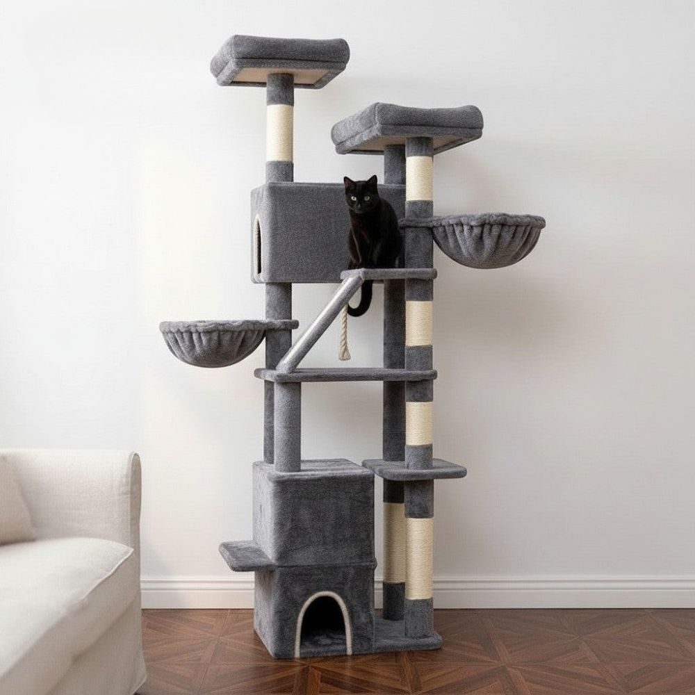 Arbre à Chat XXL Gros Poteau Renforcé 185cm