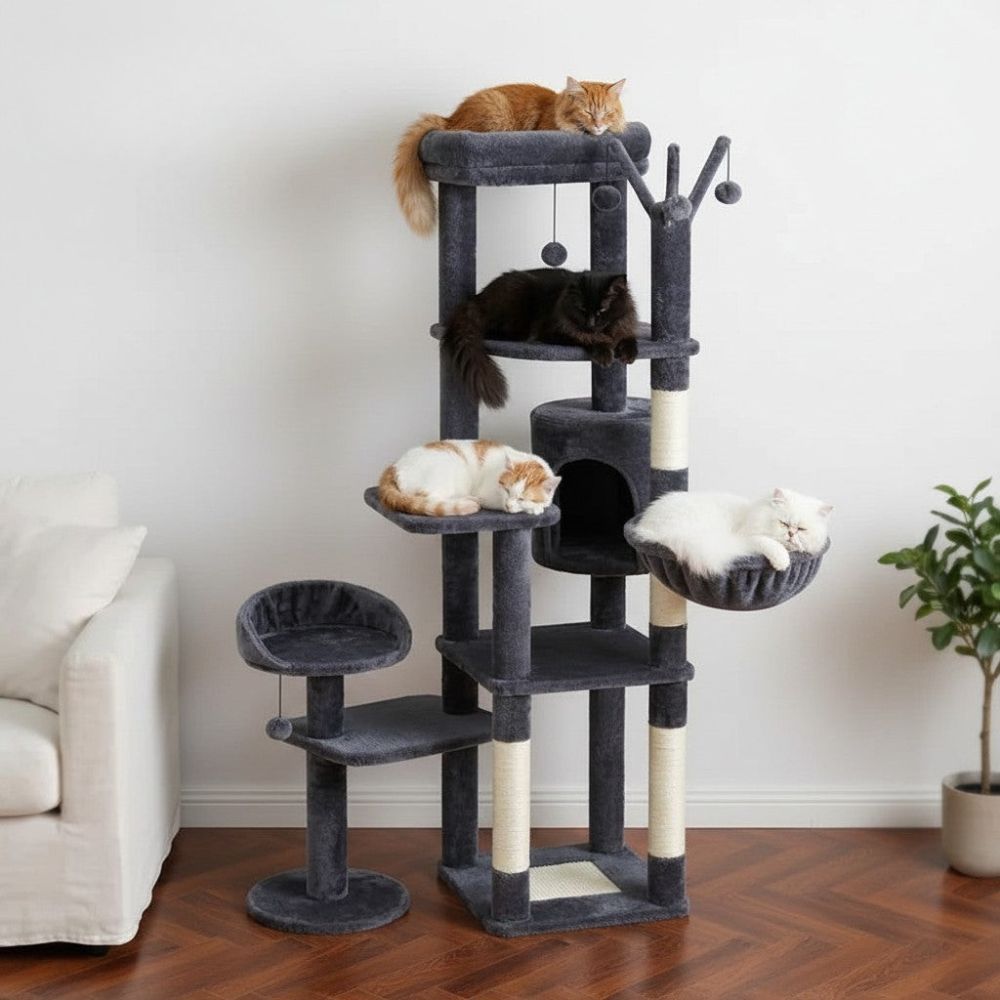 Arbre à Chat XXL Plateformes Larges et Stables 150cm