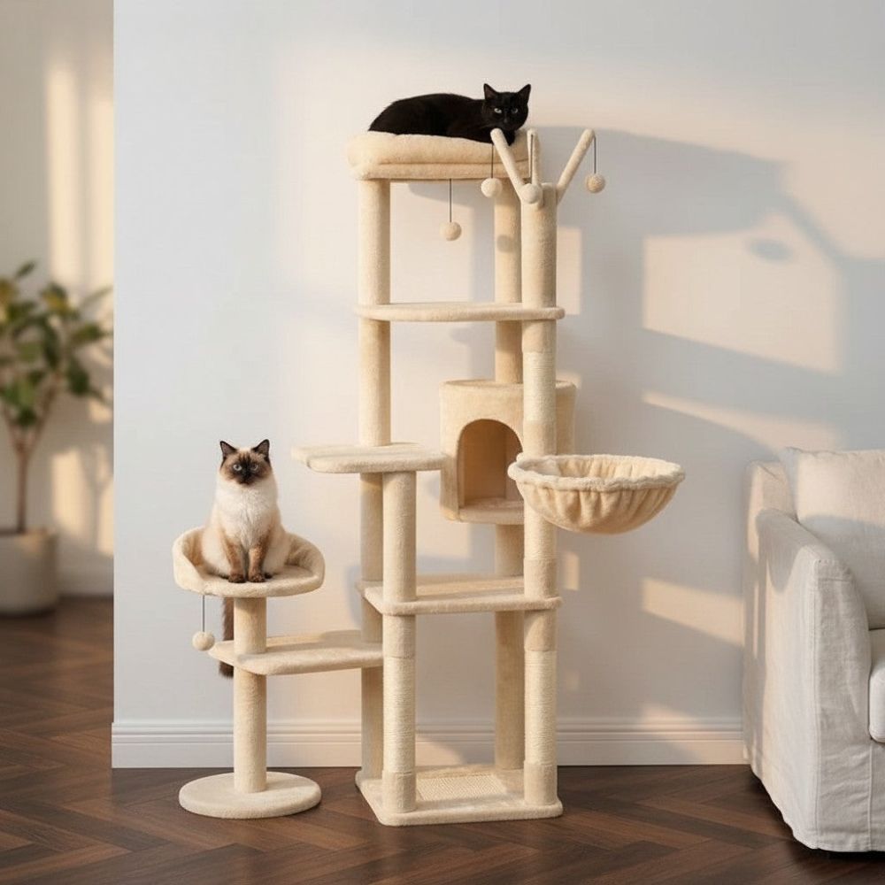 Arbre à Chat XXL Plateformes Larges et Stables 150cm
