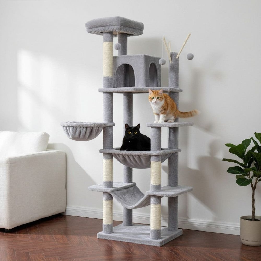 Arbre à Chat XXL pour Maine Coon Empreinte Réduite 175cm