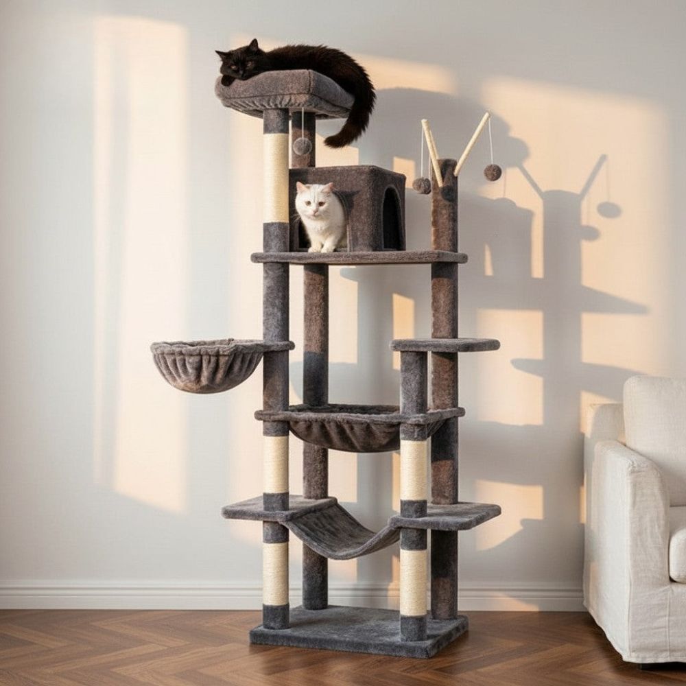 Arbre à Chat XXL pour Maine Coon Empreinte Réduite 175cm