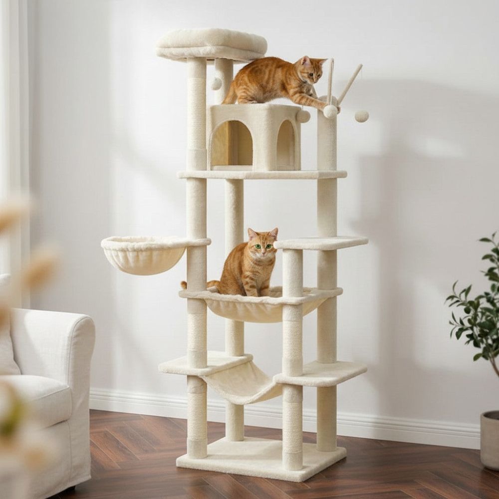Arbre à Chat XXL pour Maine Coon Empreinte Réduite 175cm