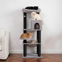 Grand Arbre à Chat Beige Poteaux Renforcés 147cm