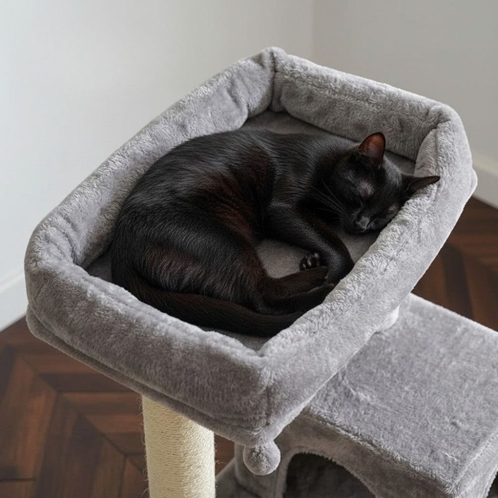 Grand Arbre à Chat Beige Poteaux Renforcés 147cm