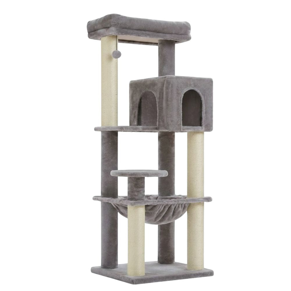 Grand Arbre à Chat Beige Poteaux Renforcés 147cm