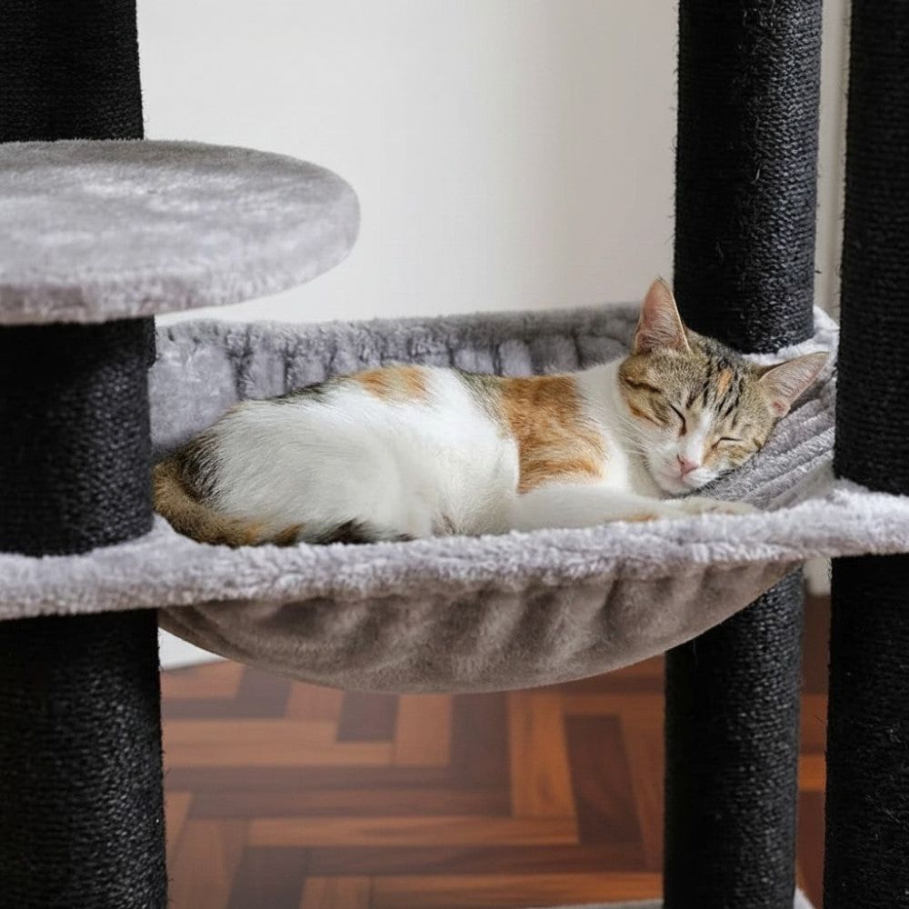 Grand Arbre à Chat Beige Poteaux Renforcés 147cm