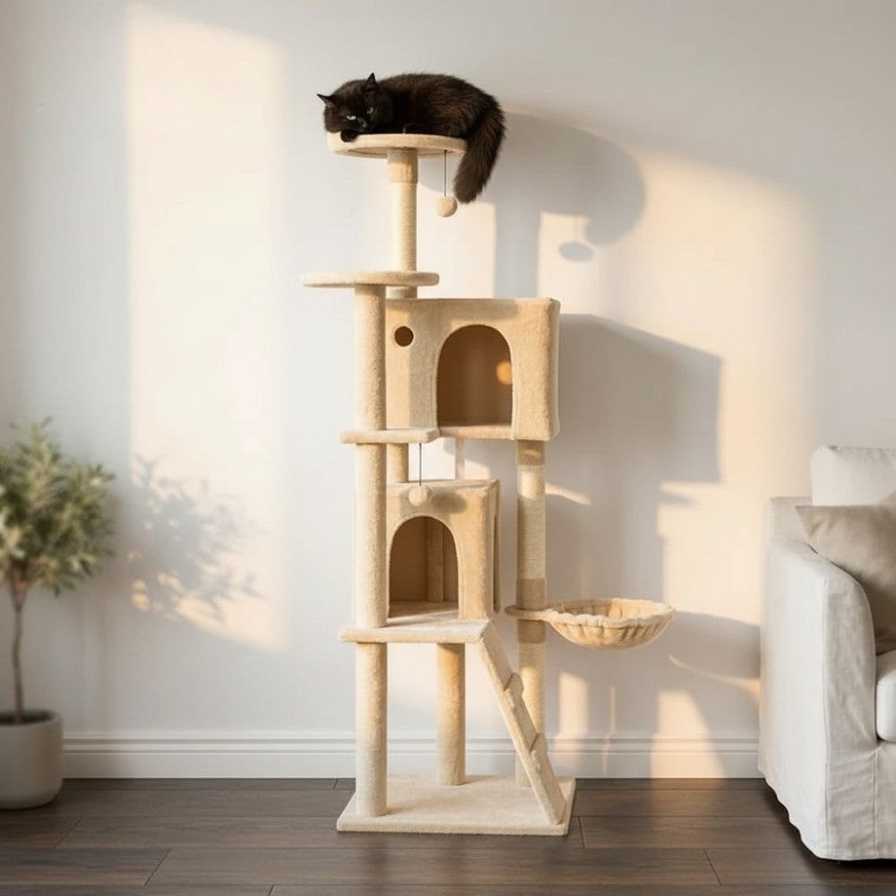Grand Arbre à Chat Design Moderne 140cm