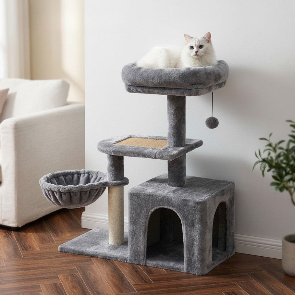 Petit Arbre à Chat 3 Paliers Compact 80cm