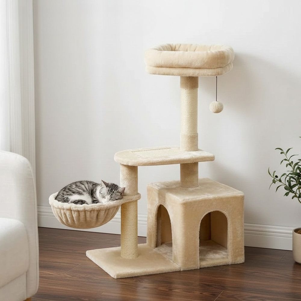 Petit Arbre à Chat 3 Paliers Compact 80cm