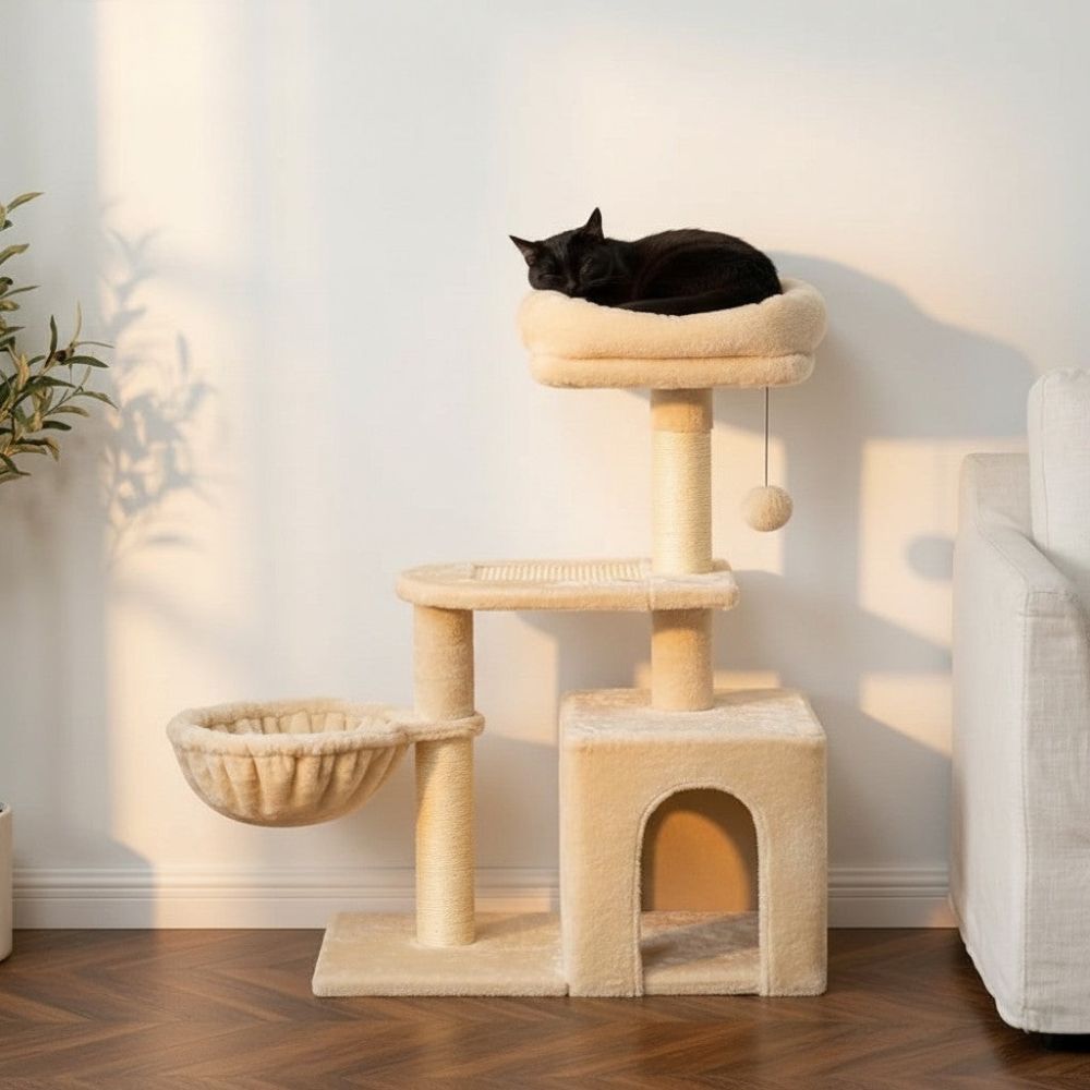 Petit Arbre à Chat 3 Paliers Compact 80cm
