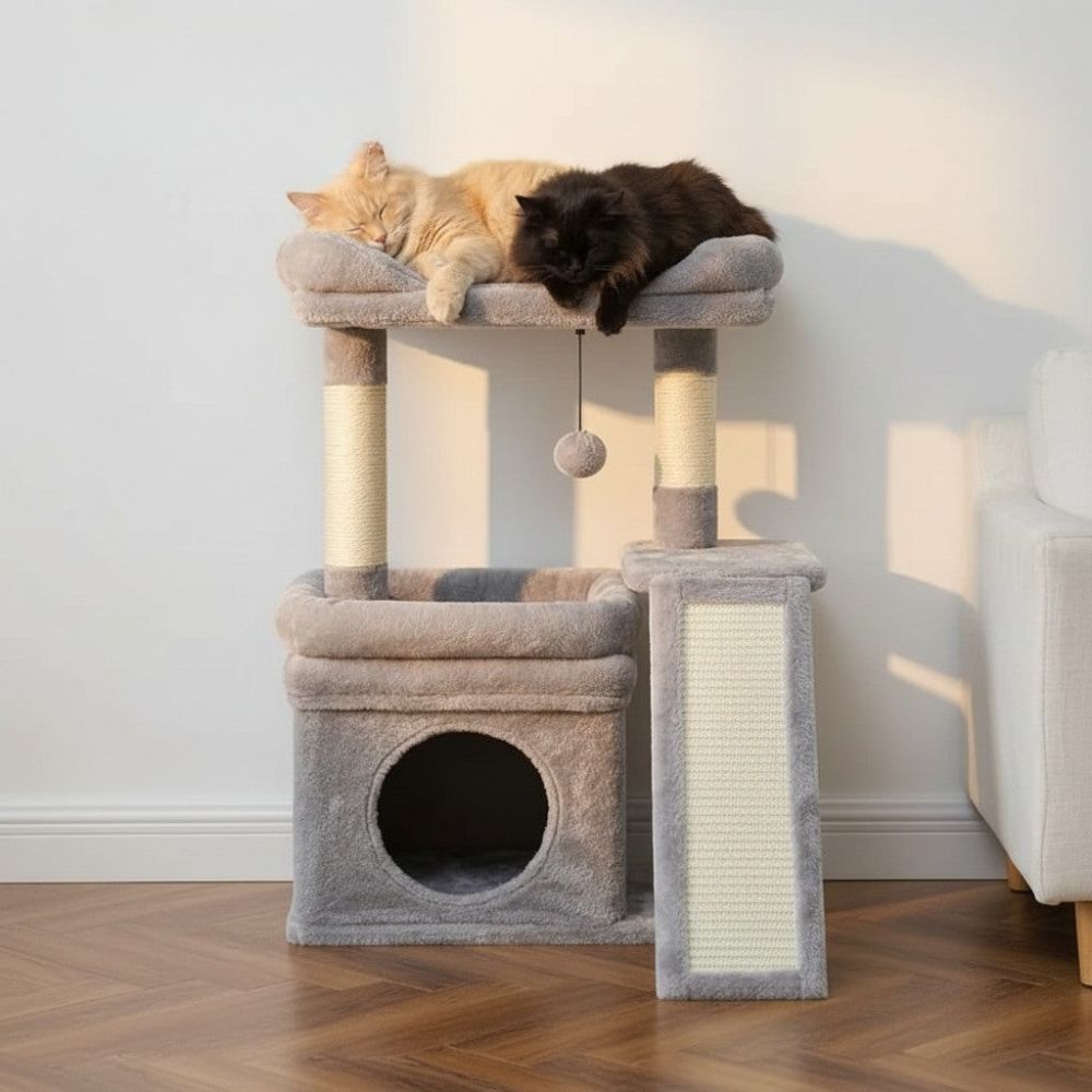 Petit Arbre à Chat avec Cabane Refuge 68cm