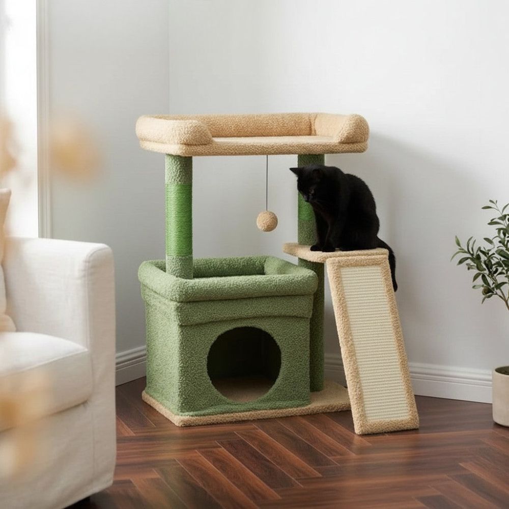 Petit Arbre à Chat avec Cabane Refuge 68cm