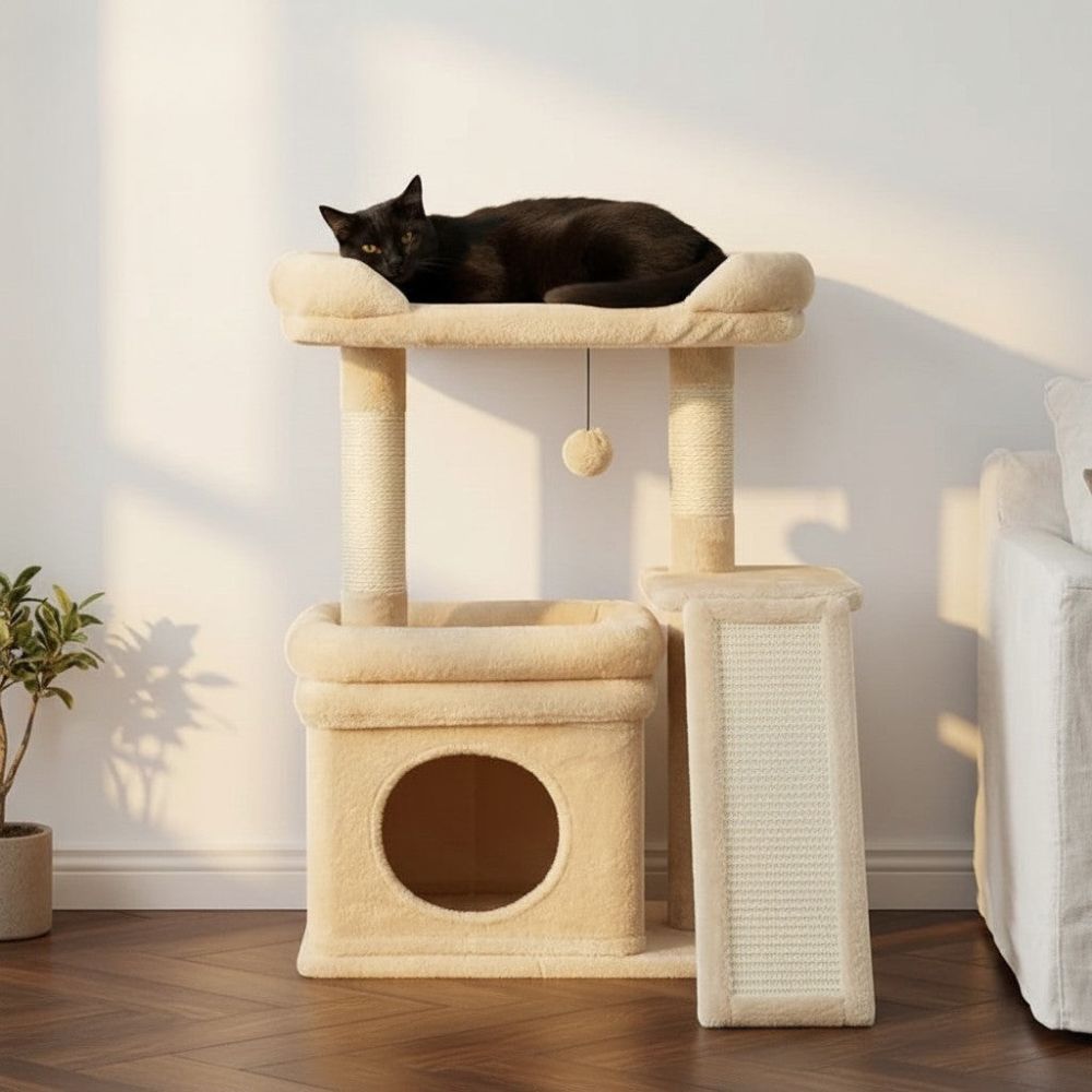 Petit Arbre à Chat avec Cabane Refuge 68cm