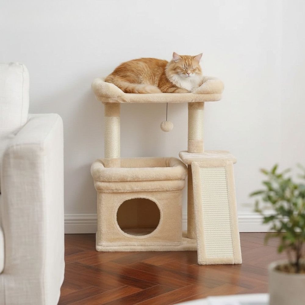 Petit Arbre à Chat avec Cabane Refuge 68cm