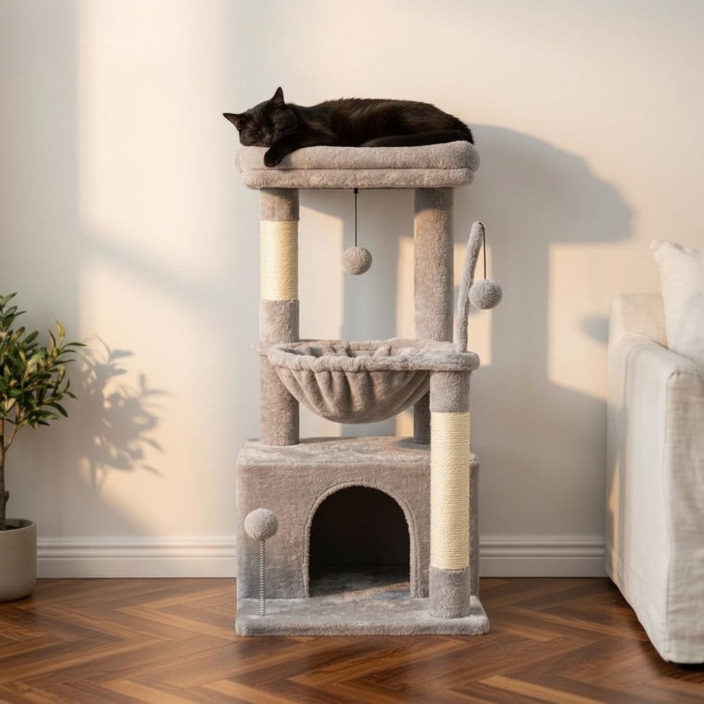 Petit Arbre à Chat Beige Compact 84cm